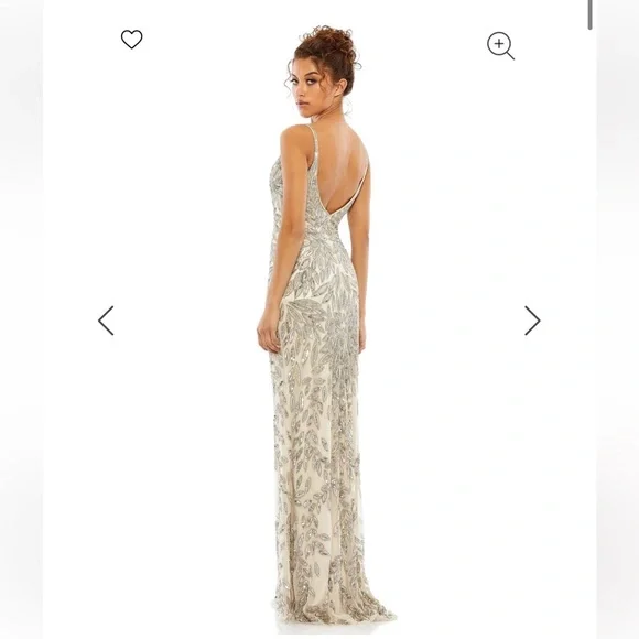 Mac Duggal 5107 Embellished Gold Leaf Long Evening Gown - Picture 2 of 16